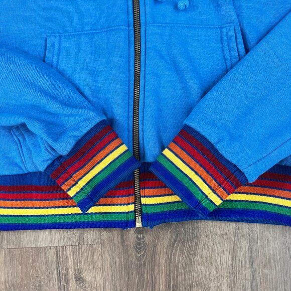 EUC Aviator Nation Rainbow Rib Zip Hoodie Light Blue Sz XS - Picture 6 of 12